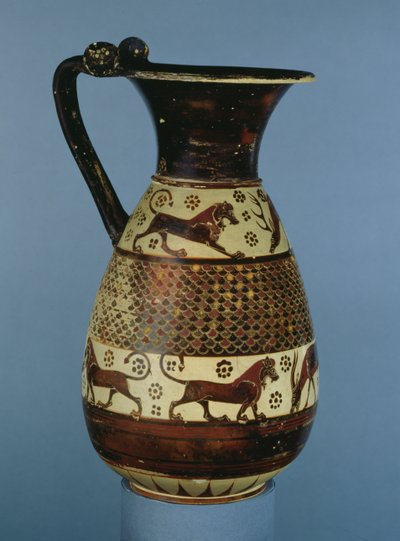 Transitional Protocorinthian-Corinthian Olpe Decorated with an Animal Frieze, from Camirus, Rhodes by Greek